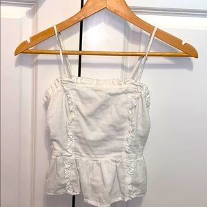 form fitting white crop tank top